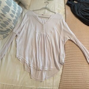 Free People White Long Sleeve Top